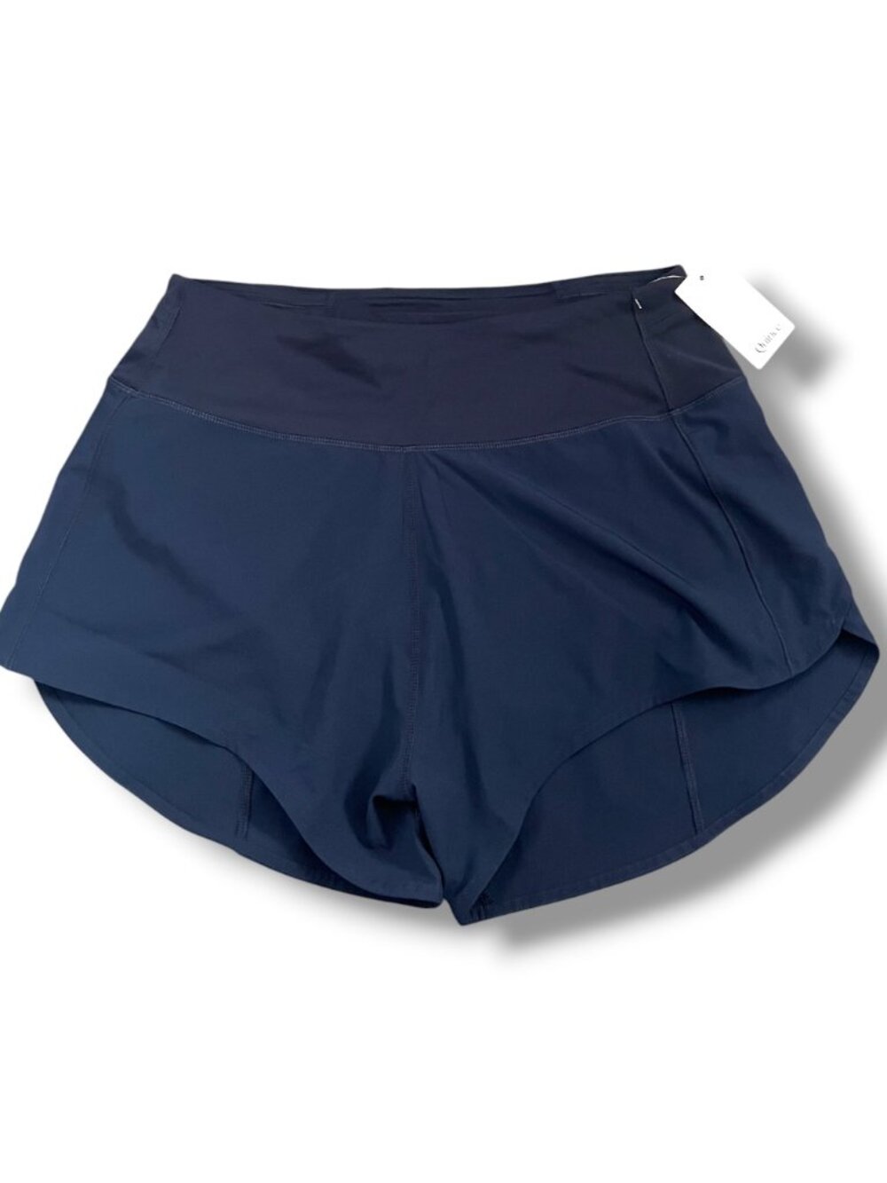 NWT Quince Navy Blue Weightless High-Rise Running Shorts Waist Pocket Size Large